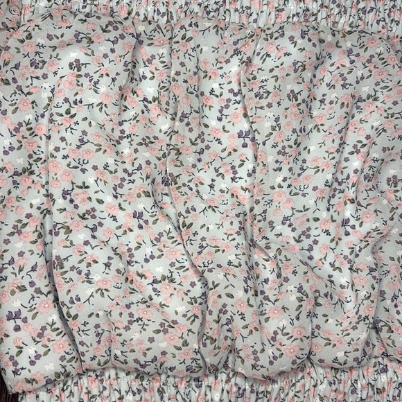 Timing floral print smocked tiered dress. Light blue and pink design. Size med - Picture 4 of 6